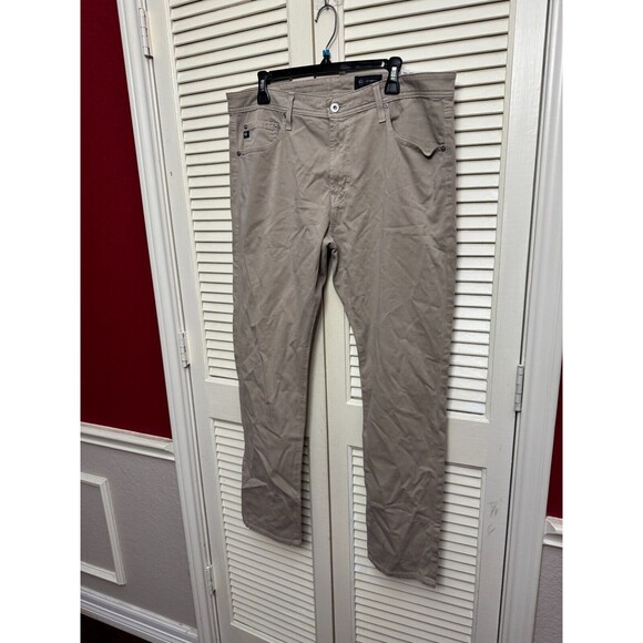 AG SUEDED SATEEN EVERETT SLIM STRAIGHT ITALIAN STRETCH SATEEN BROWN PANTS 36X32 - Picture 2 of 6